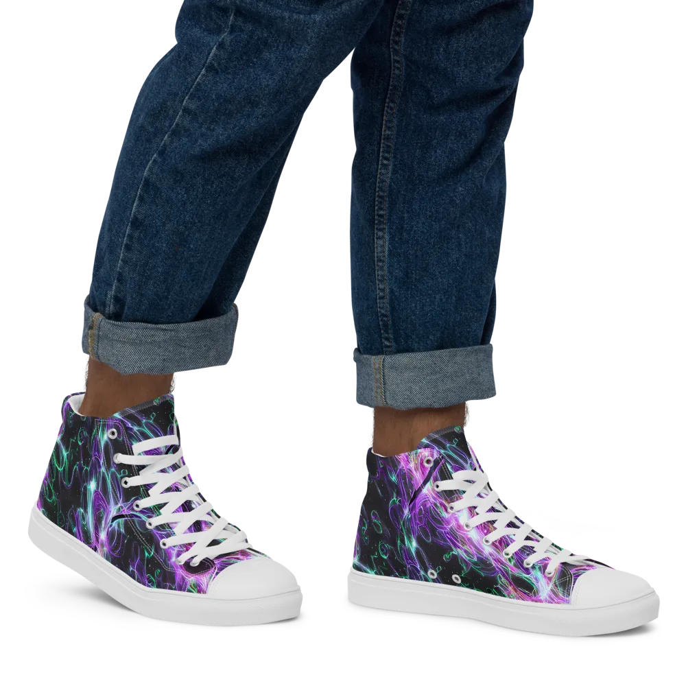 Astral Garden on Men's High Top Canvas Shoes — Right