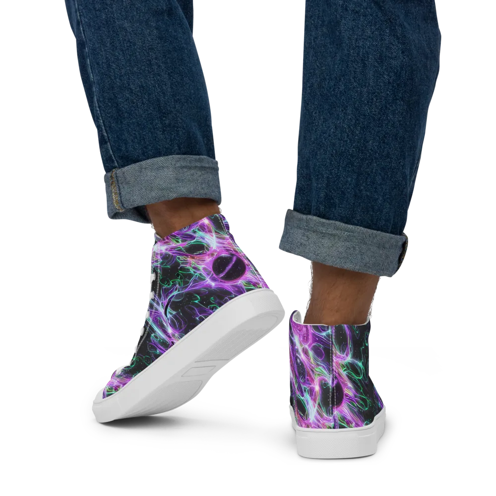 Astral Garden on Men's High Top Canvas Shoes — Back