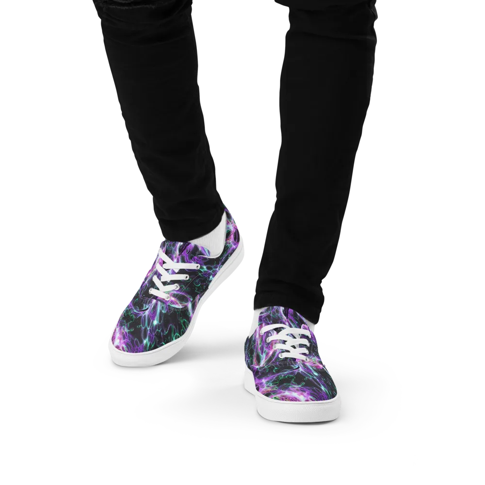 Astral Garden on Men's Lace-Up Canvas Shoes — Front