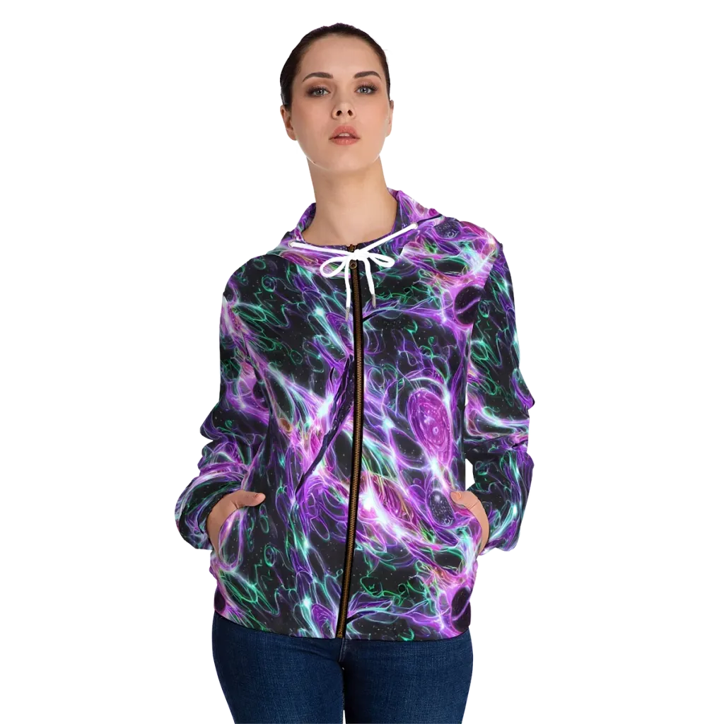 Astral Garden on Women's Full-Zip Hoodie — Front On Person