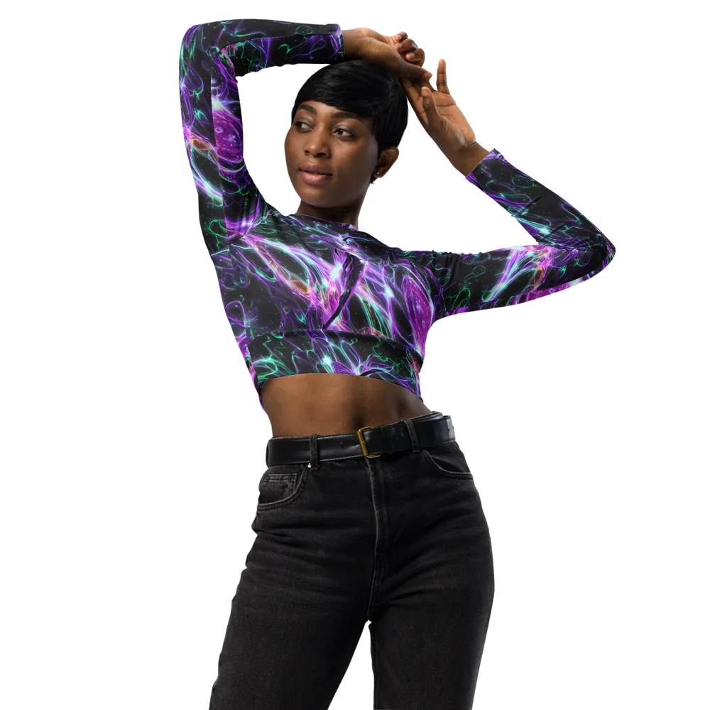 Astral Garden on Long Sleeve Crop Top — Front
