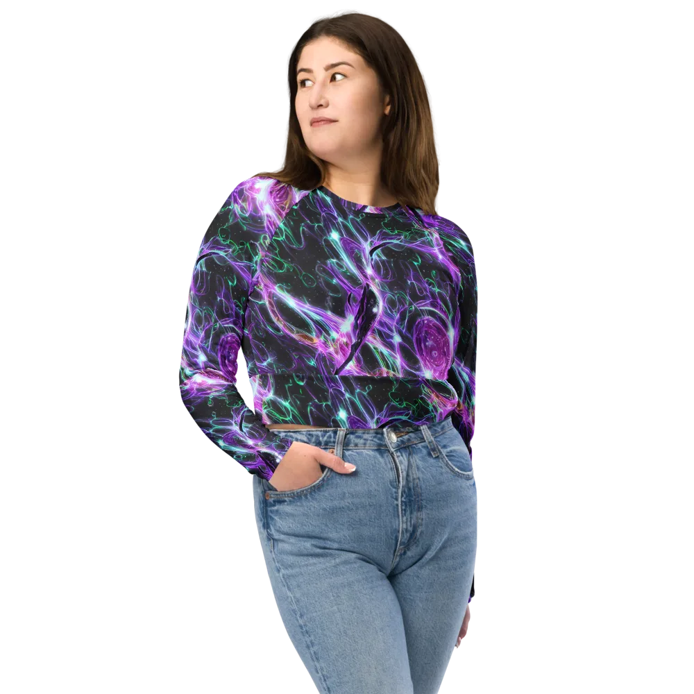 Astral Garden on Long Sleeve Crop Top — Front