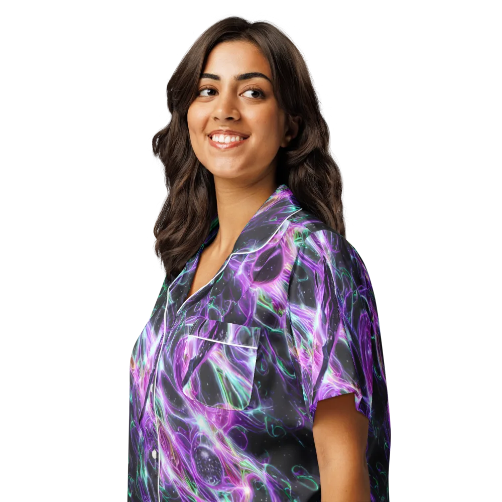 Astral Garden on Women's Short Sleeve Pajama Top — Left Front