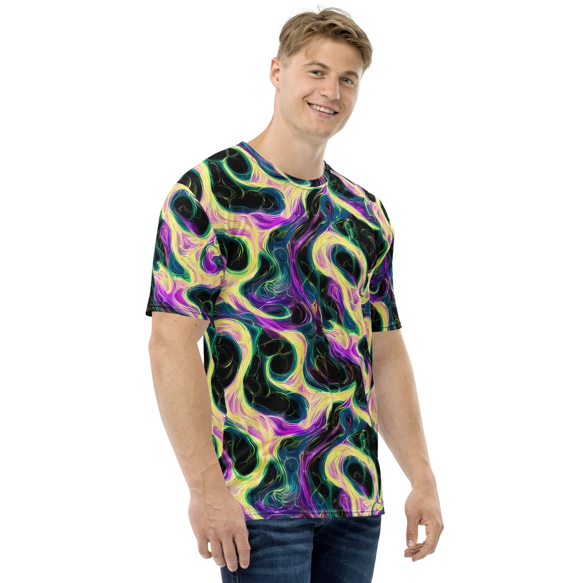 Aurora Rapture on Men's Crew Neck T-Shirt — Right