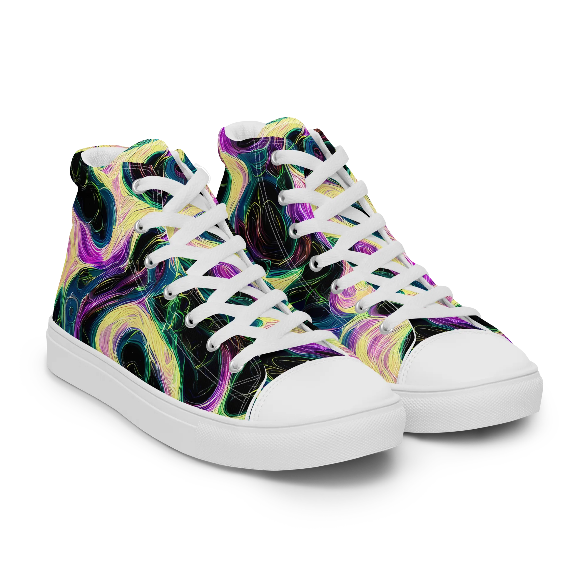 Aurora Rapture on Men's High Top Canvas Shoes — Right Front