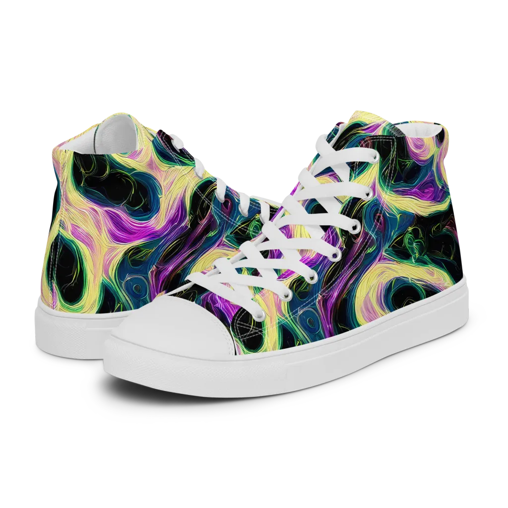 Aurora Rapture on Men's High Top Canvas Shoes — Left