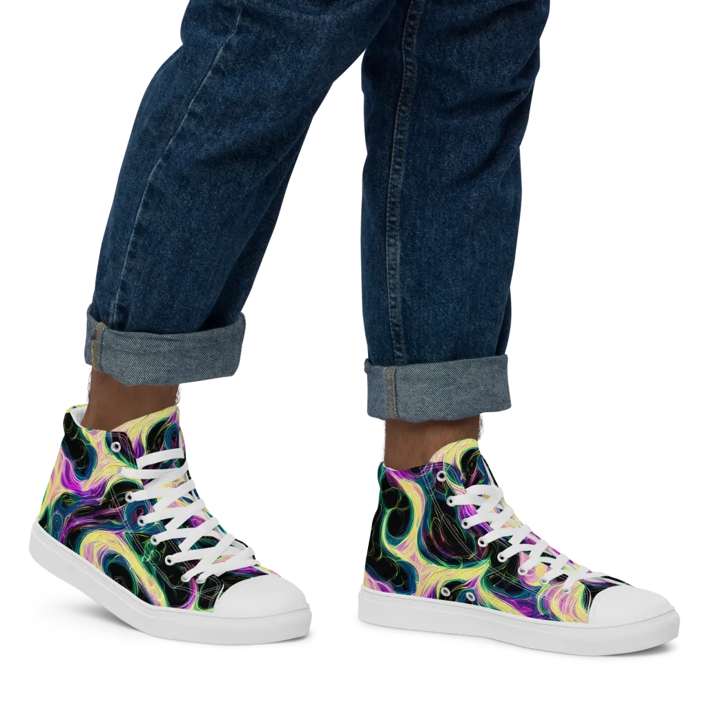 Aurora Rapture on Men's High Top Canvas Shoes — Right