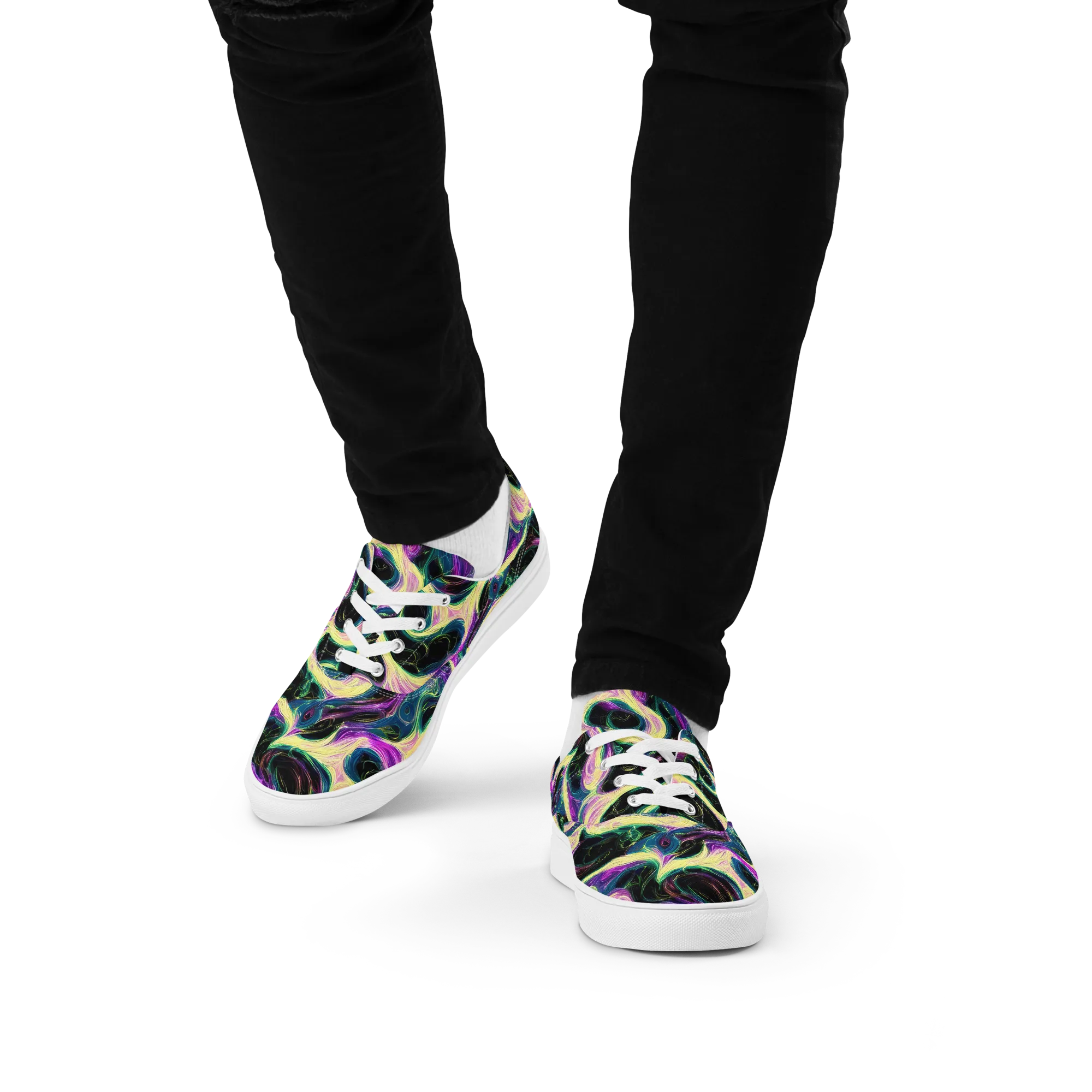 Aurora Rapture on Men's Lace-Up Canvas Shoes — Front