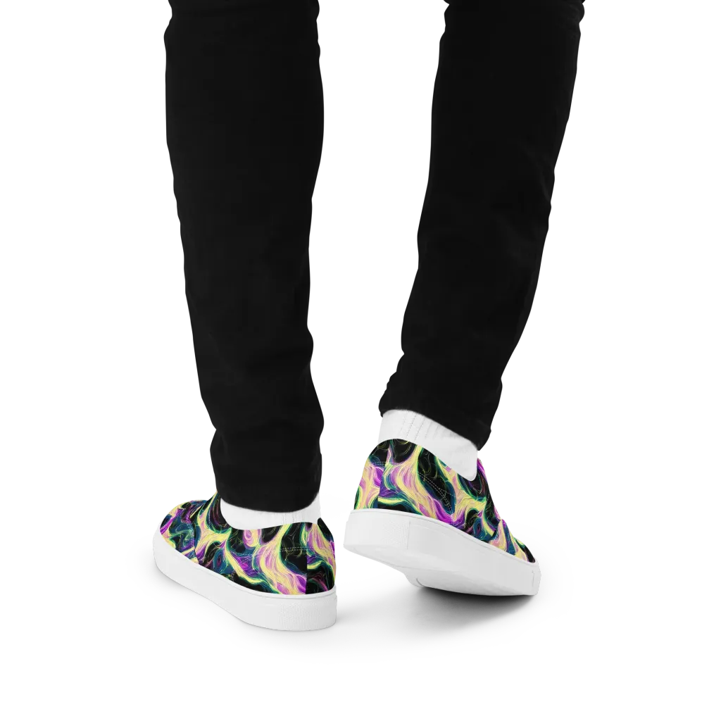 Aurora Rapture on Men's Lace-Up Canvas Shoes — Back