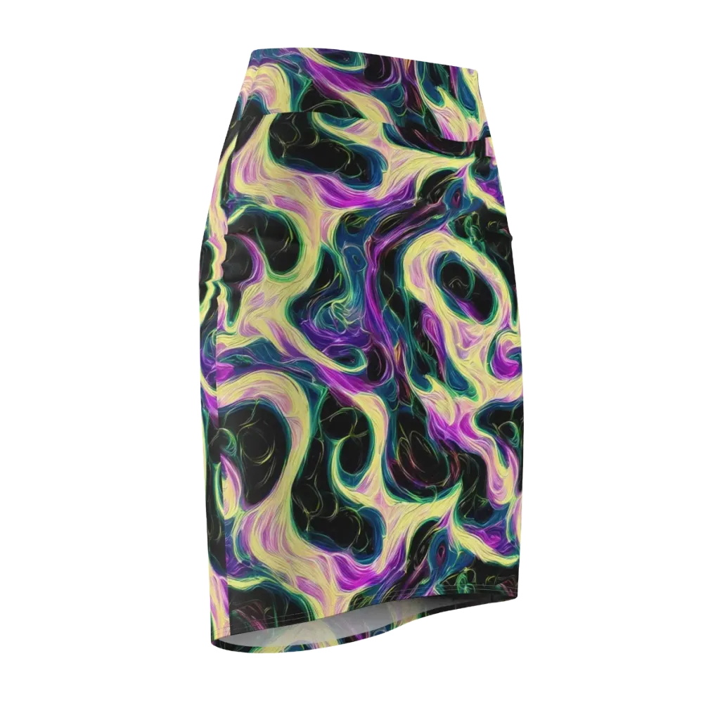 Aurora Rapture on Pencil Skirt — Front Side