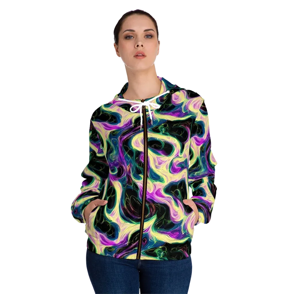 Aurora Rapture on Women's Full-Zip Hoodie — Front On Person