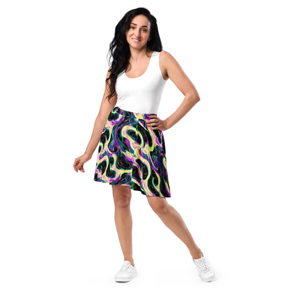 Aurora Rapture on Skater Skirt — Front
