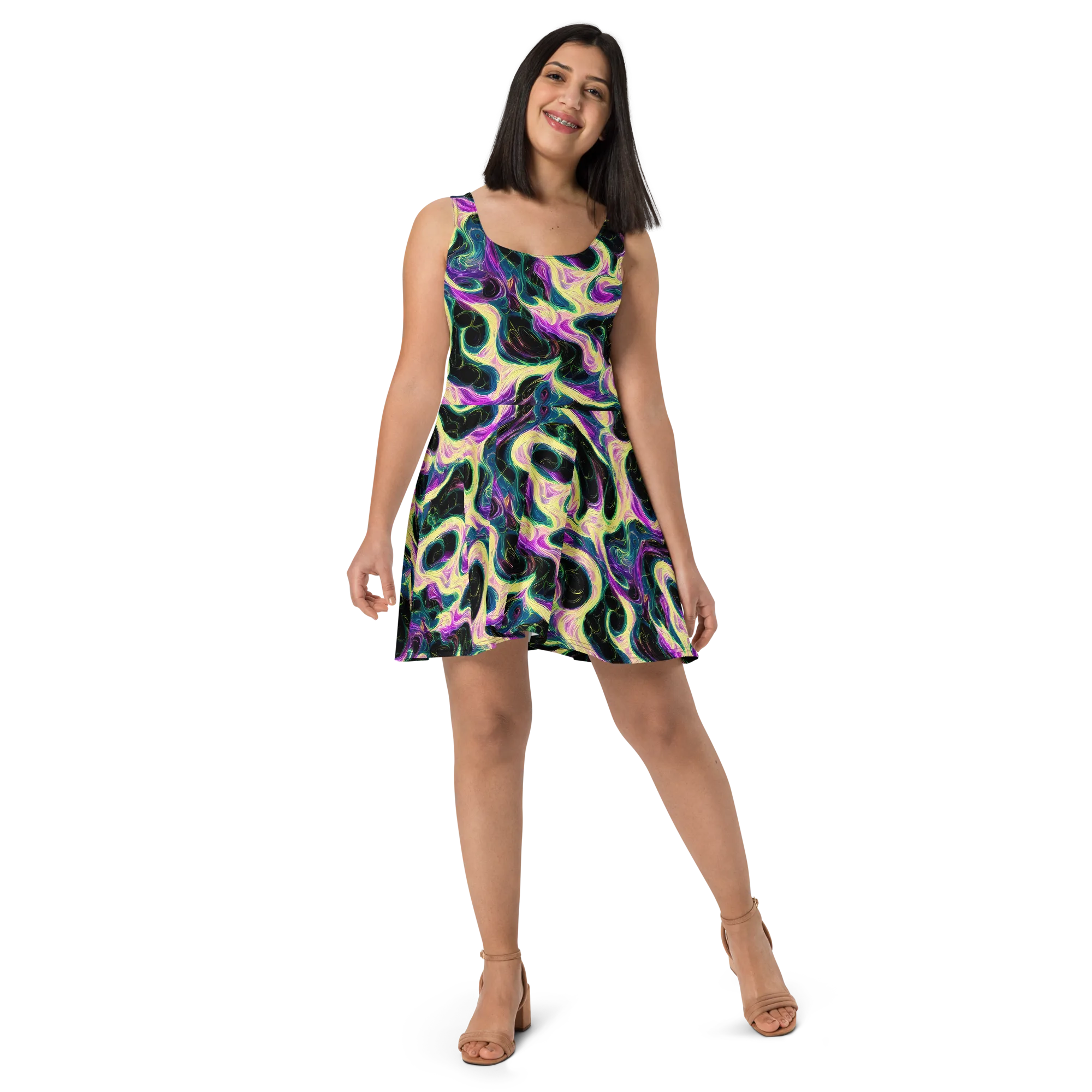 Aurora Rapture on Skater Dress — Front