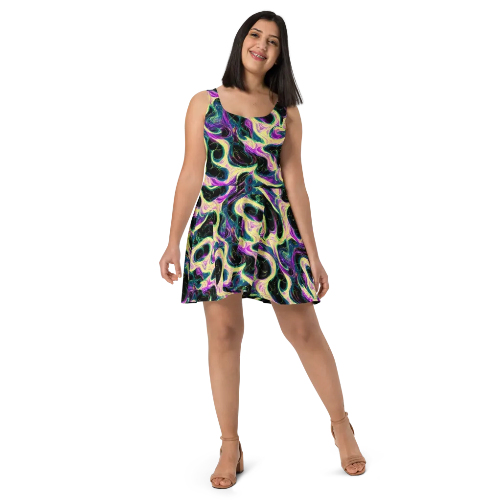 Aurora Rapture on Skater Dress — Front