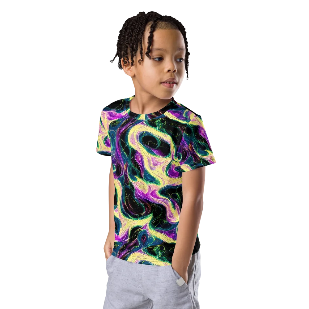 Aurora Rapture on Kids Crew Neck T-Shirt — Left Front