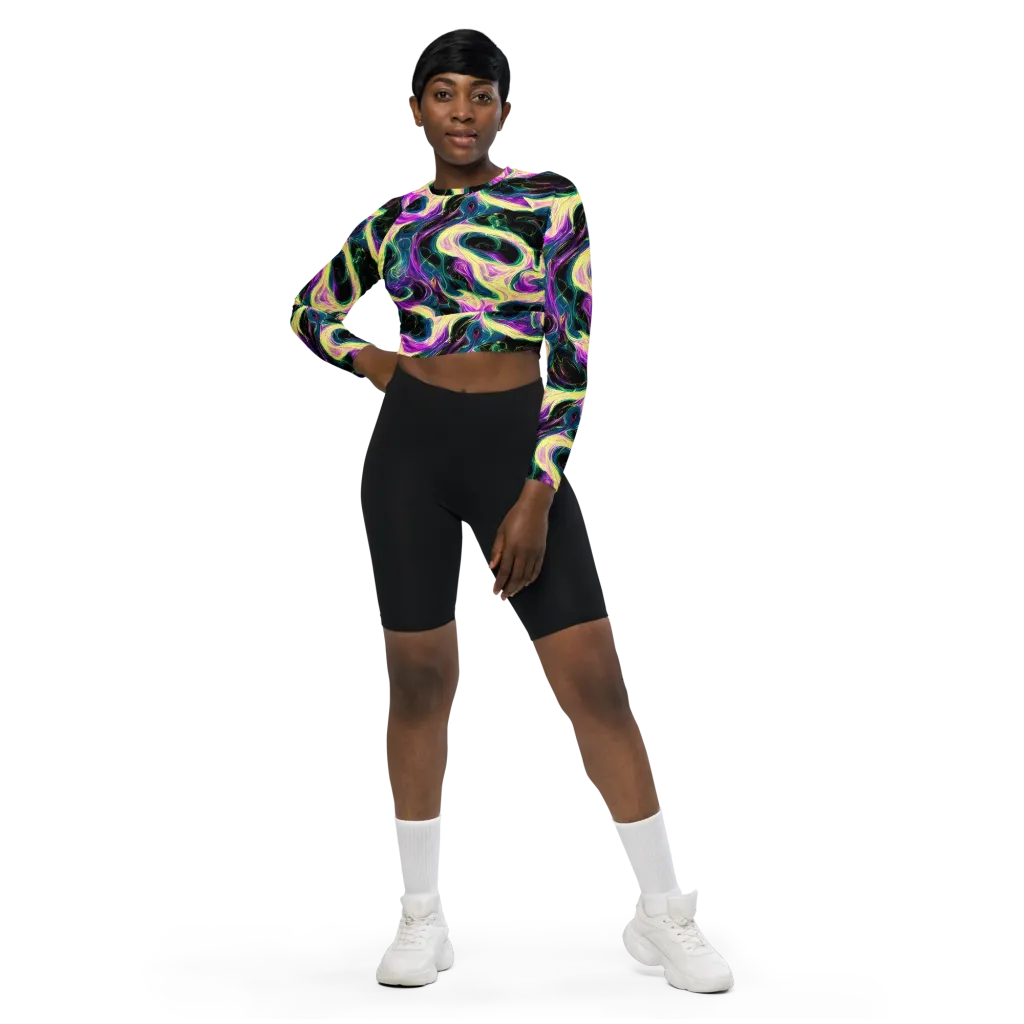 Aurora Rapture on Long Sleeve Crop Top — Front