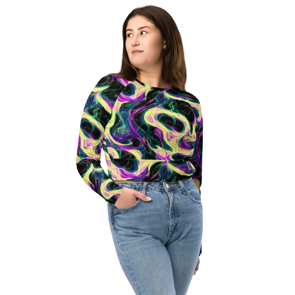 Aurora Rapture on Long Sleeve Crop Top — Front