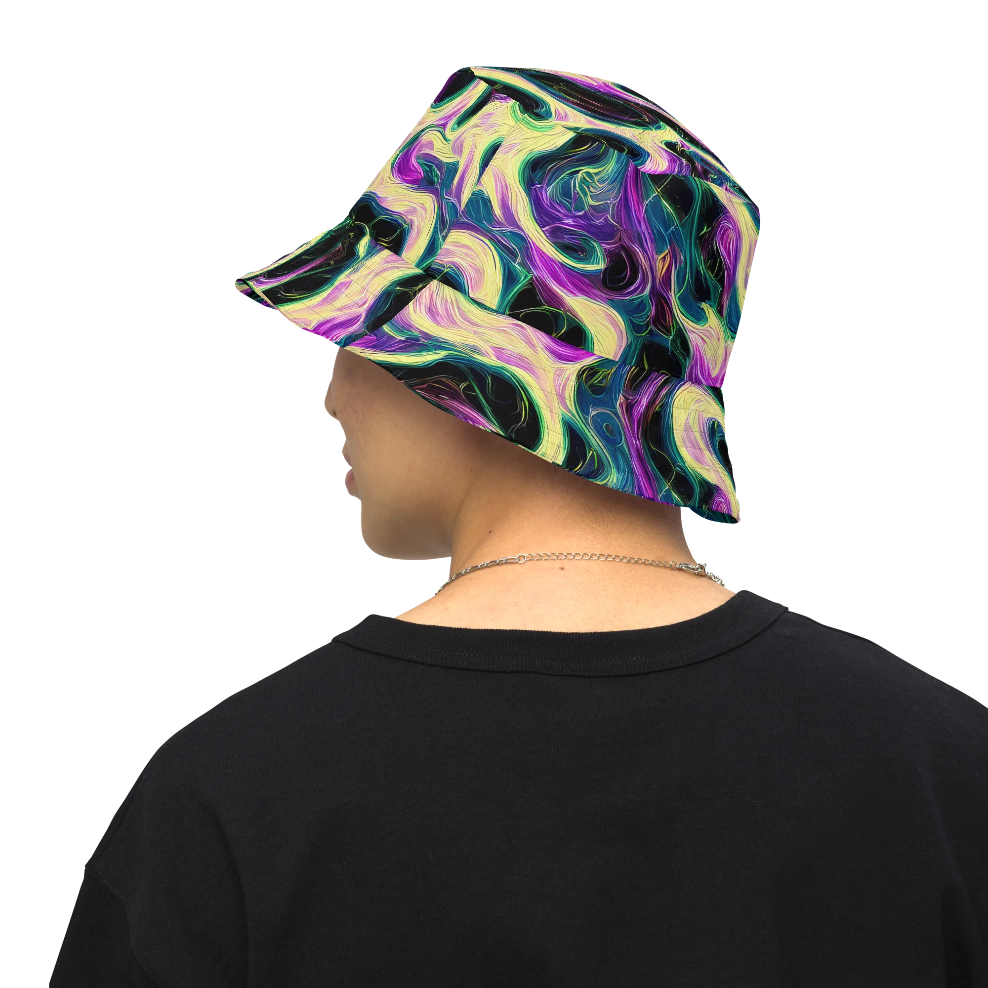 Aurora Rapture on Reversible Bucket Hat — Back Inside