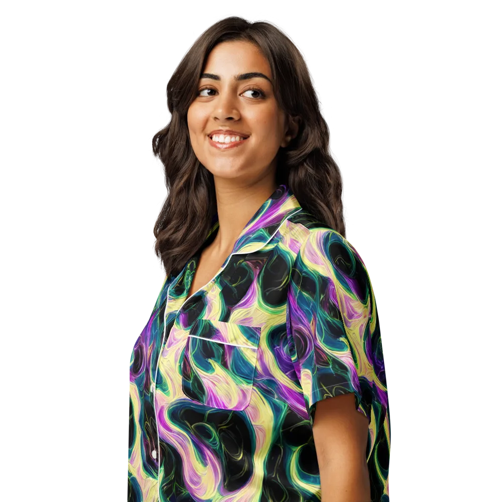 Aurora Rapture on Women's Short Sleeve Pajama Top — Left Front
