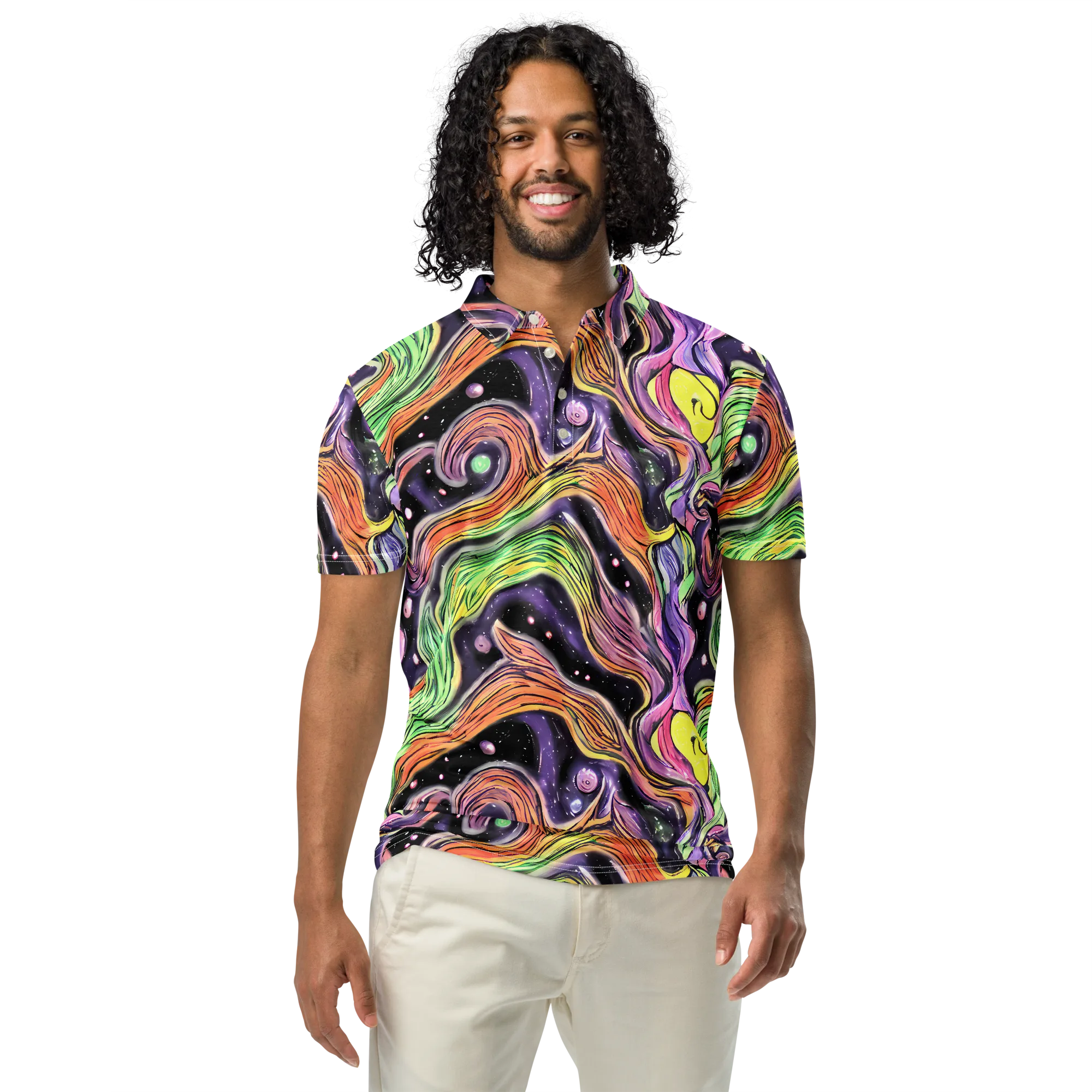 Cosmic Ribbon on Men's Slim Fit Polo Shirt — Front