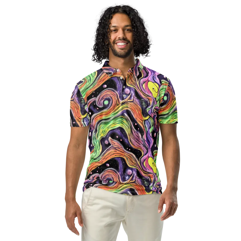 Cosmic Ribbon on Men's Slim Fit Polo Shirt — Front