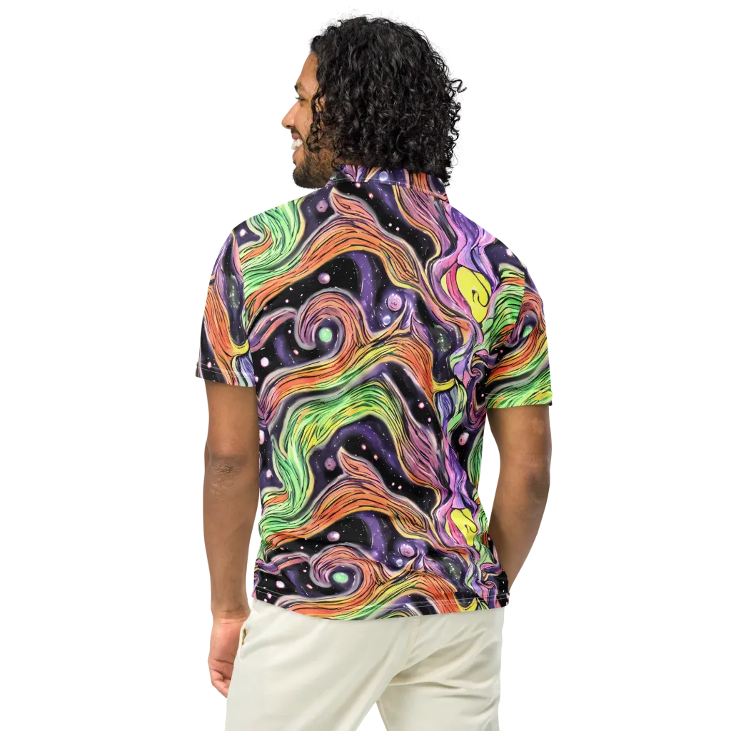 Cosmic Ribbon on Men's Slim Fit Polo Shirt — Back