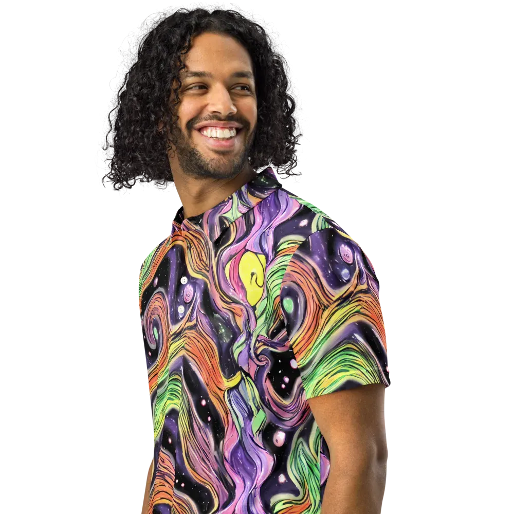 Cosmic Ribbon on Men's Slim Fit Polo Shirt — Left Front