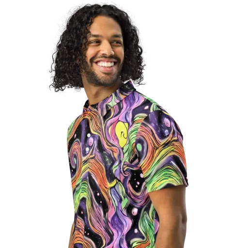 Cosmic Ribbon on a Men's Slim Fit Polo Shirt