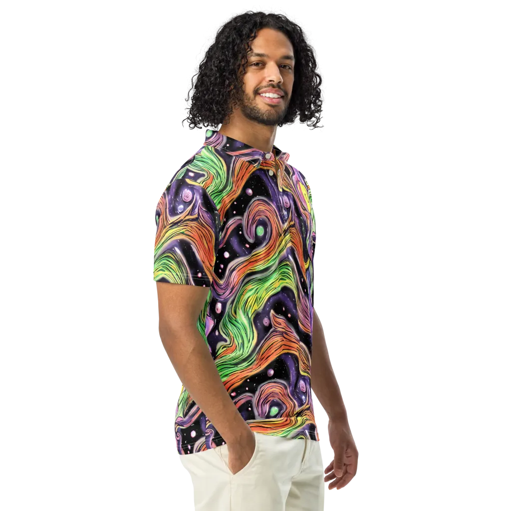 Cosmic Ribbon on Men's Slim Fit Polo Shirt — Right Front
