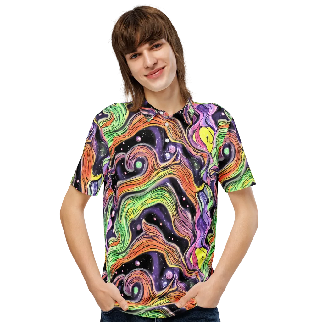 Cosmic Ribbon on Men's Slim Fit Polo Shirt — Front