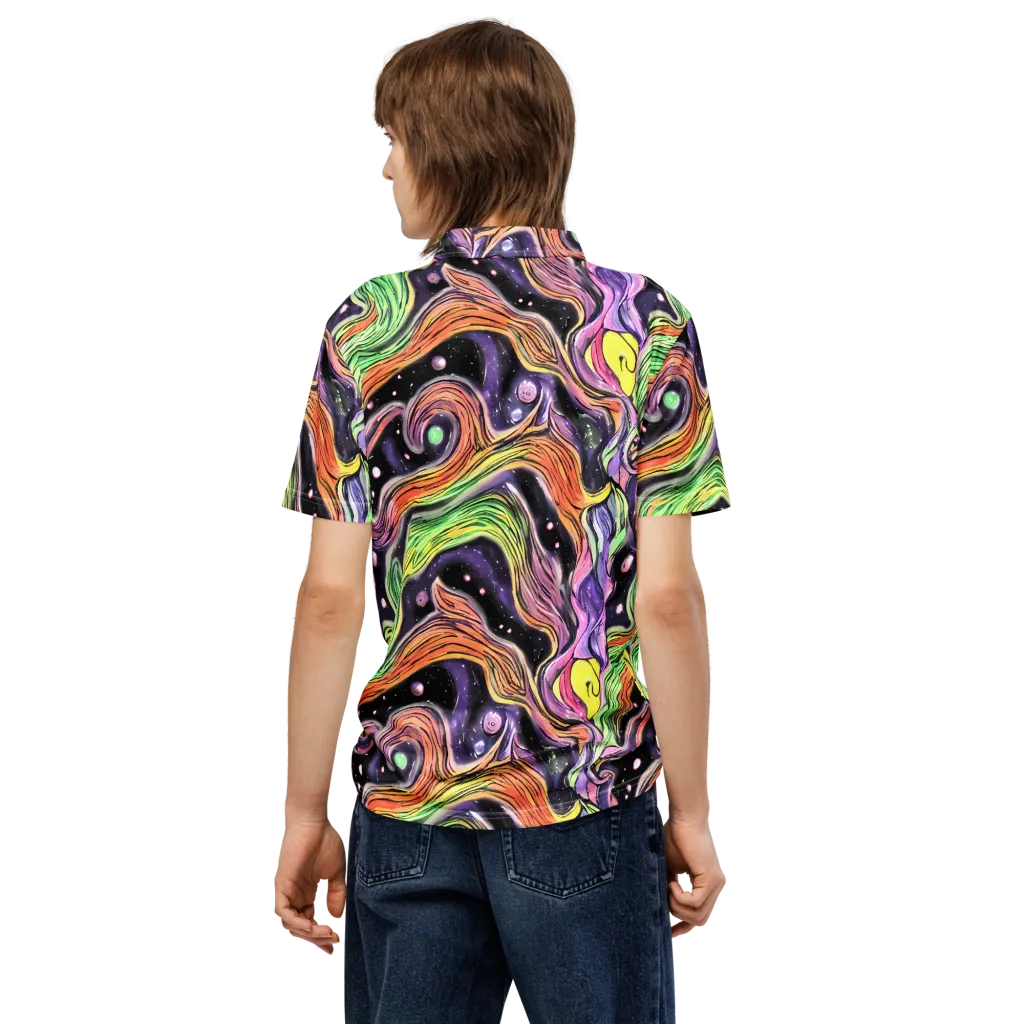Cosmic Ribbon on Men's Slim Fit Polo Shirt — Back
