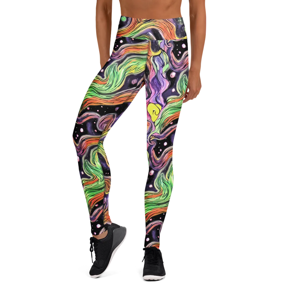 Cosmic Ribbon on Yoga Leggings — Front