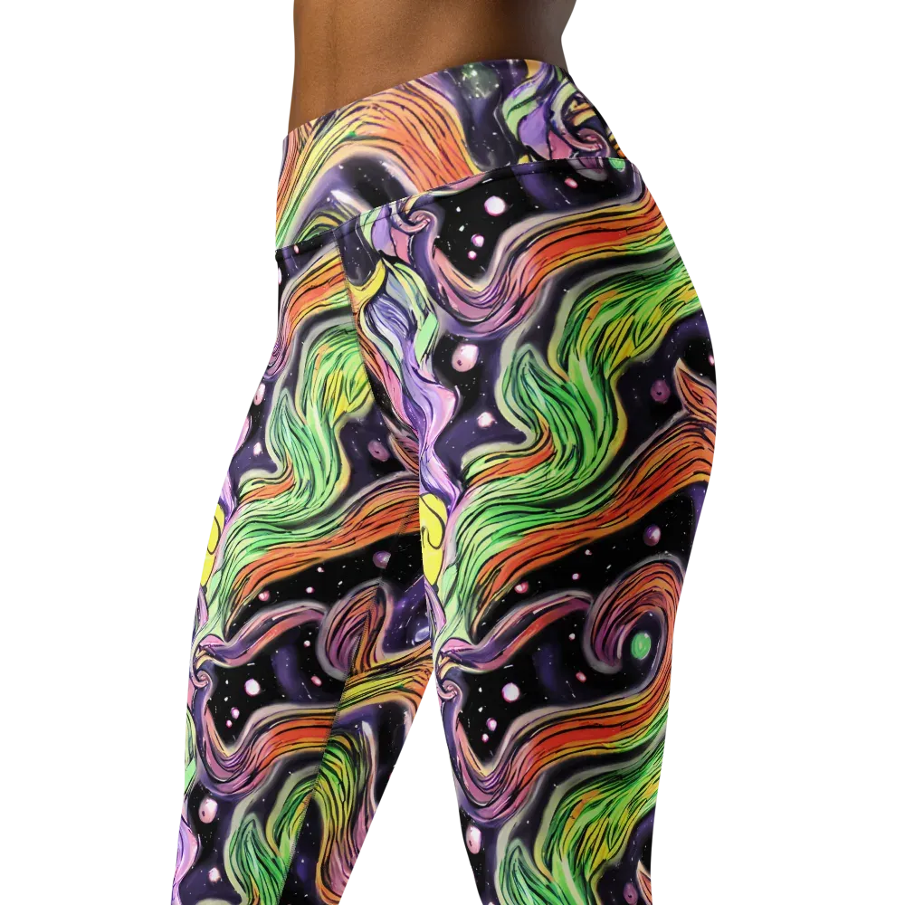 Cosmic Ribbon on Yoga Leggings — Left Front