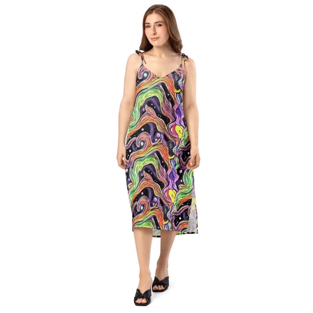 Cosmic Ribbon on Slip Dress — Front
