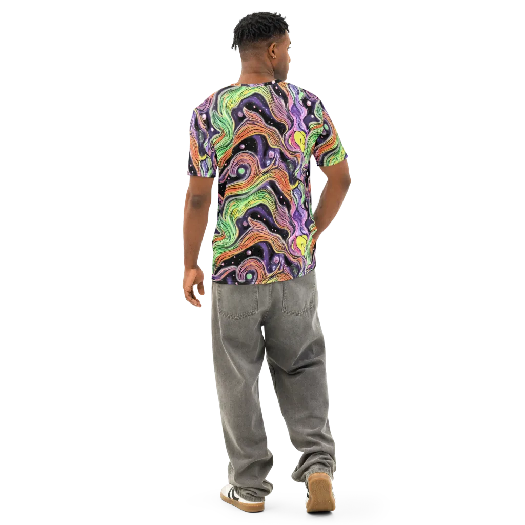 Cosmic Ribbon on Men's Cotton Crew Neck T-Shirt — Back