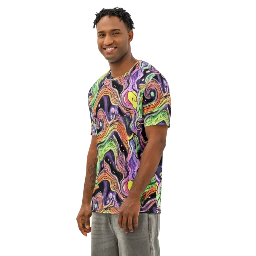 Cosmic Ribbon on a Men's Cotton Crew Neck T-Shirt