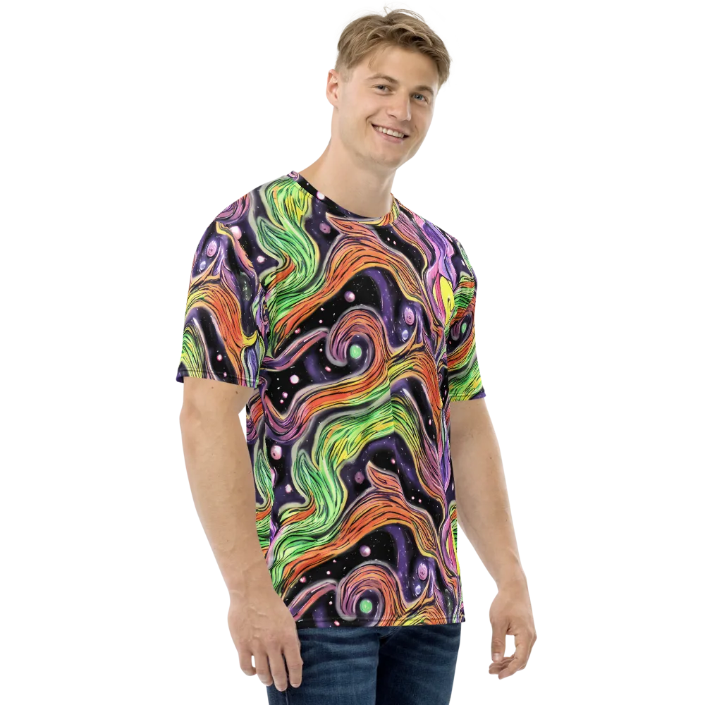 Cosmic Ribbon on Men's Crew Neck T-Shirt — Right