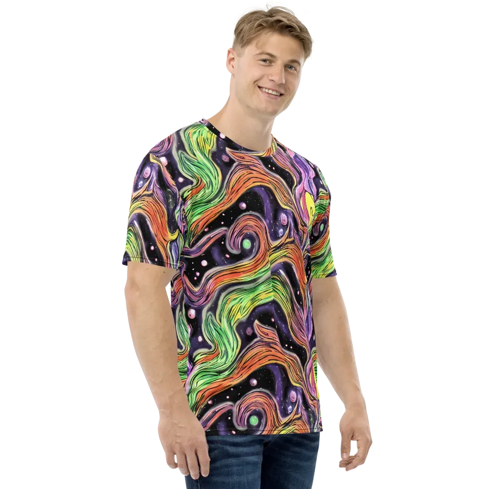 Cosmic Ribbon on Men's Crew Neck T-Shirt — Right