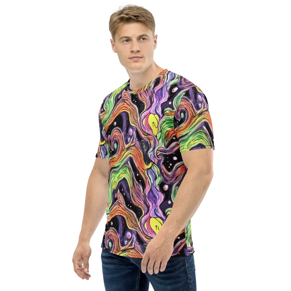 Cosmic Ribbon on Men's Crew Neck T-Shirt — Left