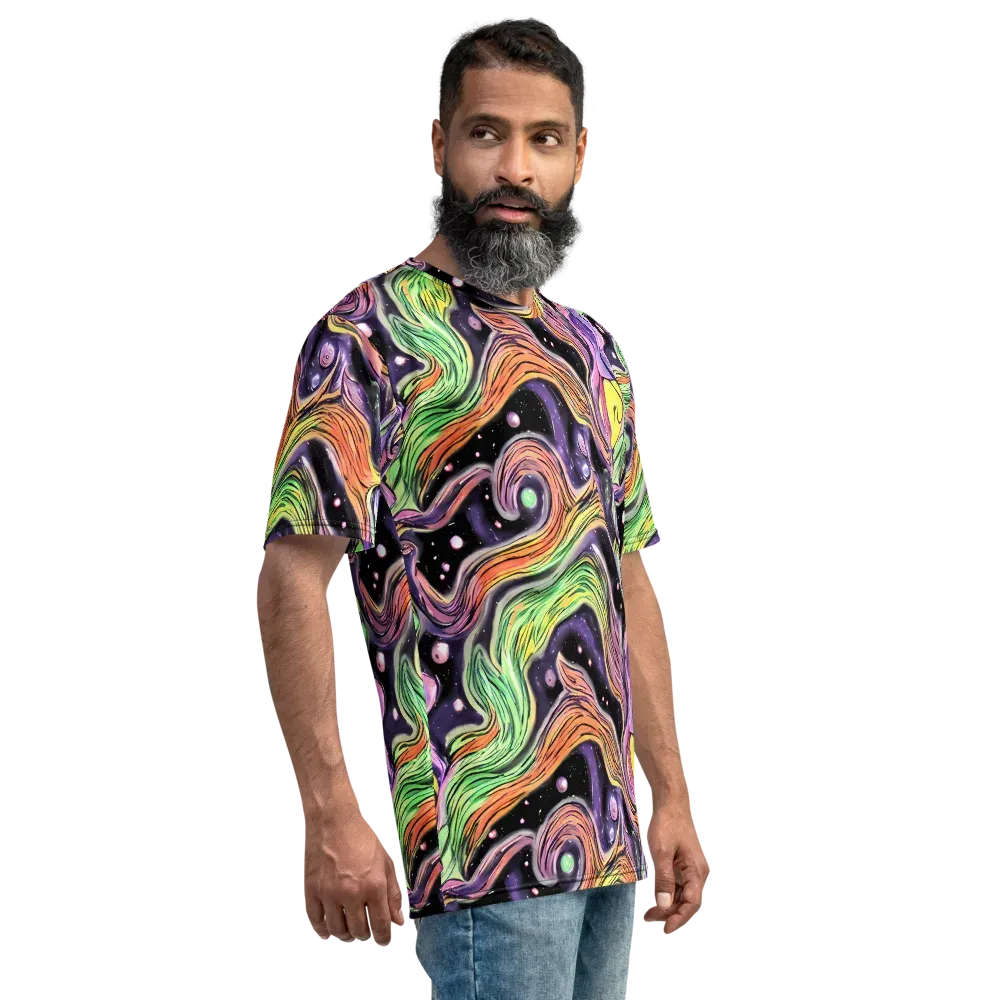 Cosmic Ribbon on Men's Crew Neck T-Shirt — Right