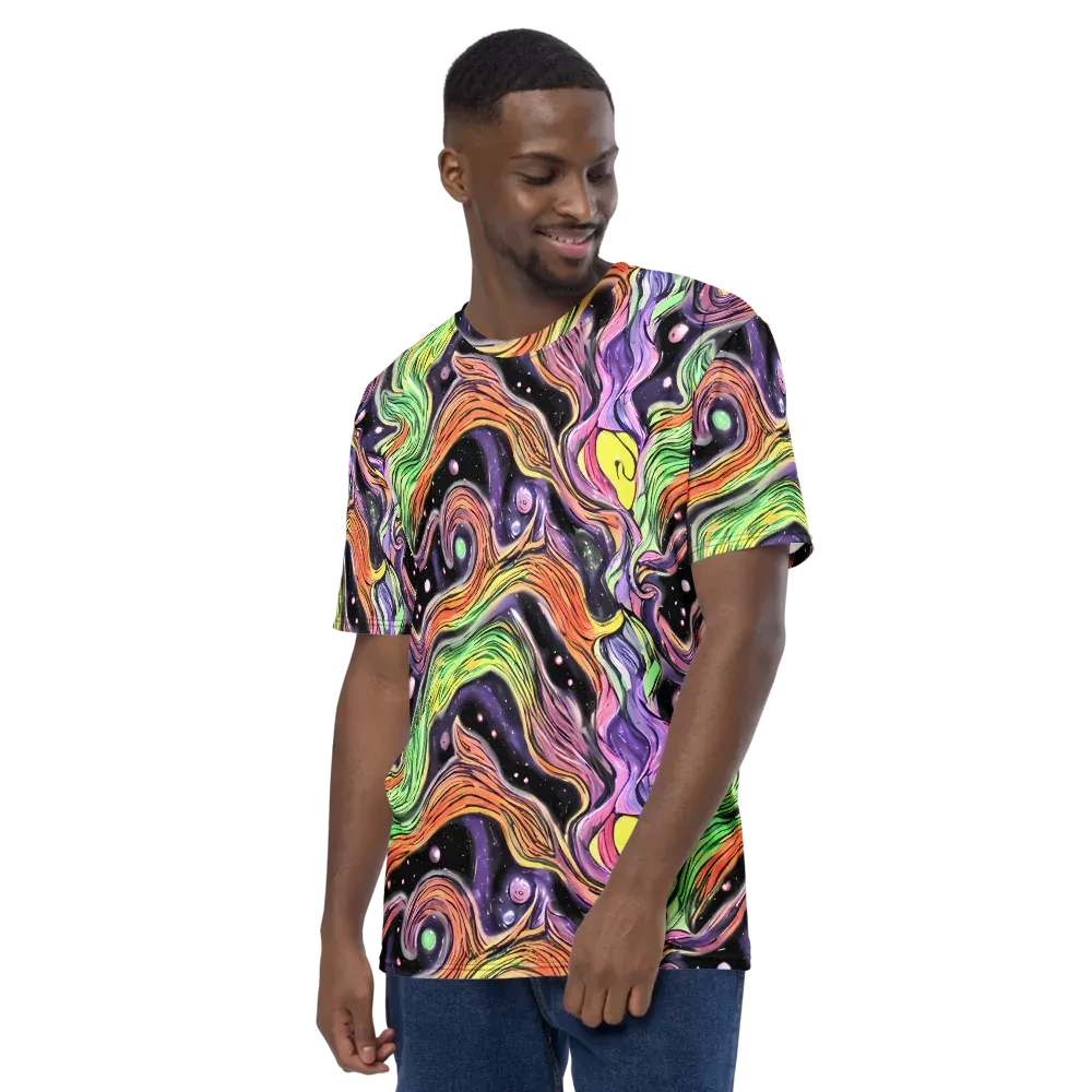 Cosmic Ribbon on Men's Crew Neck T-Shirt — Left