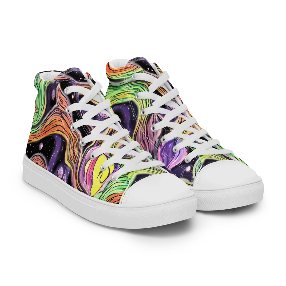 Cosmic Ribbon on Men's High Top Canvas Shoes — Right Front