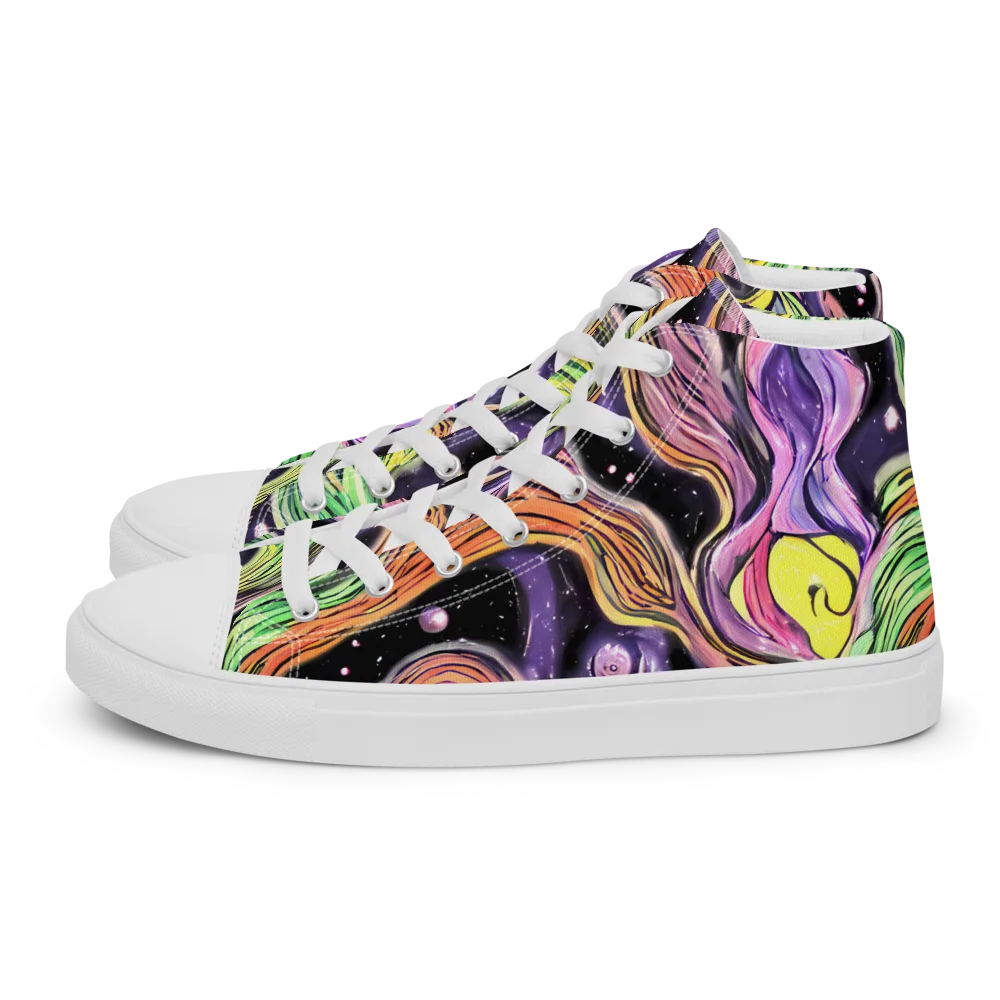 Cosmic Ribbon on Men's High Top Canvas Shoes — Left