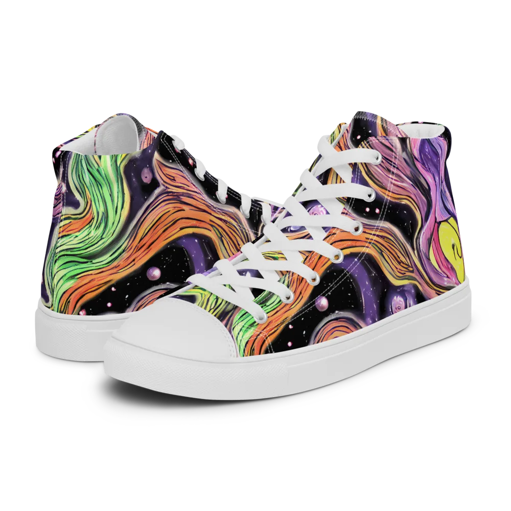 Cosmic Ribbon on Men's High Top Canvas Shoes — Left