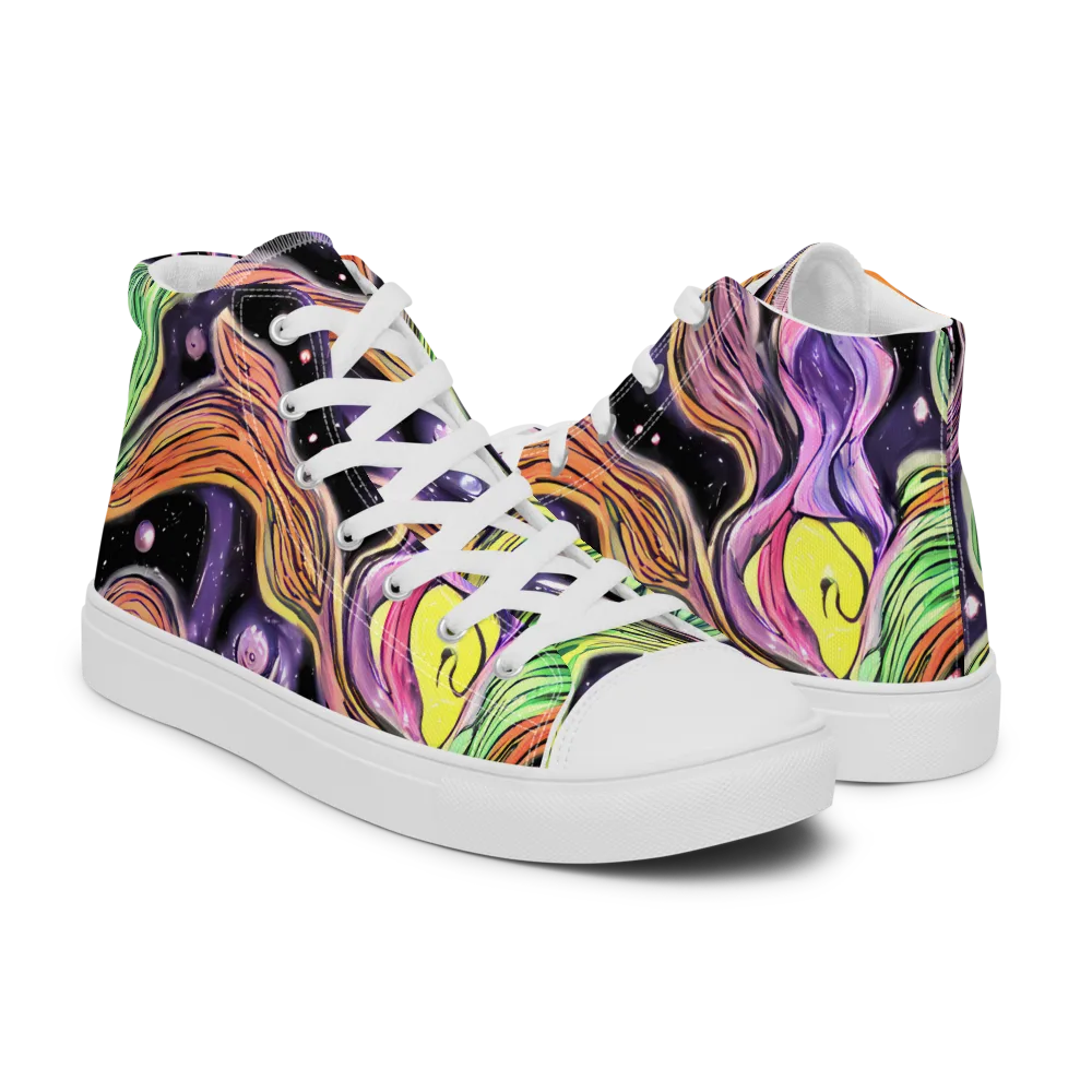 Cosmic Ribbon on Men's High Top Canvas Shoes — Right
