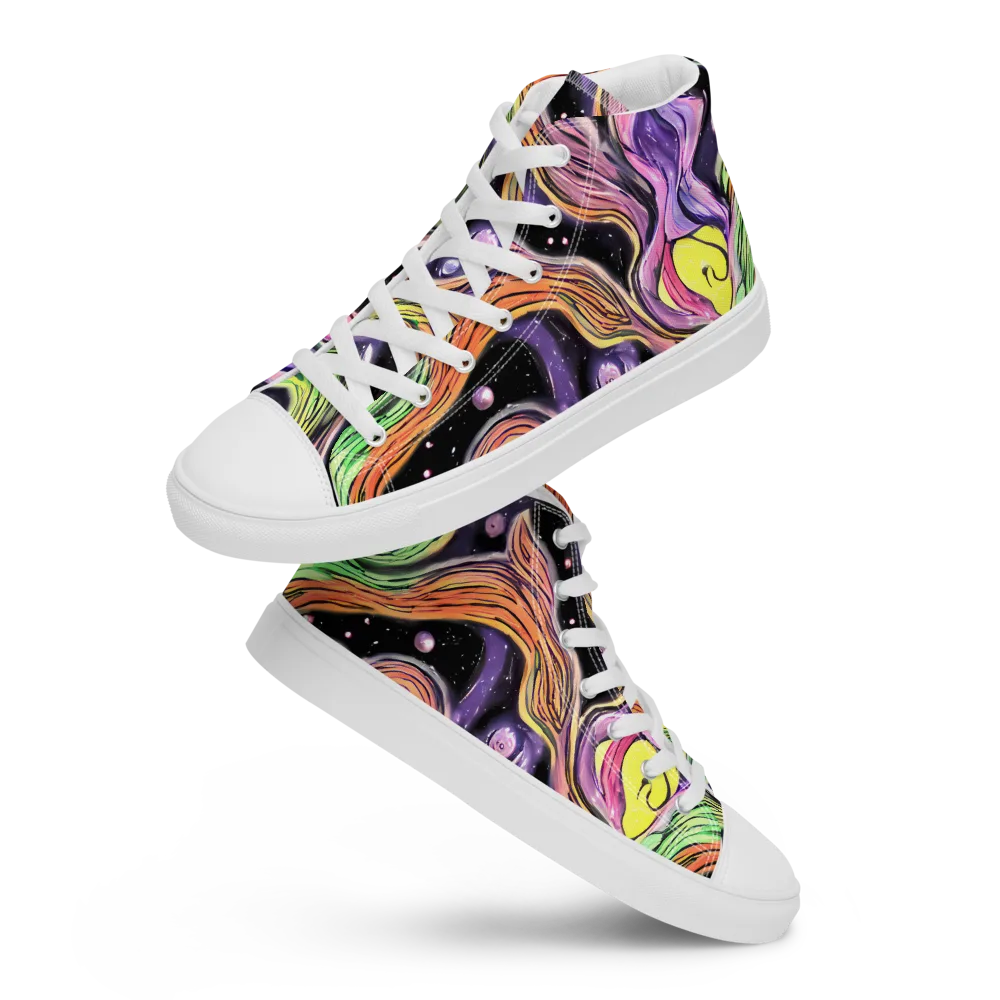 Cosmic Ribbon on Men's High Top Canvas Shoes — Front