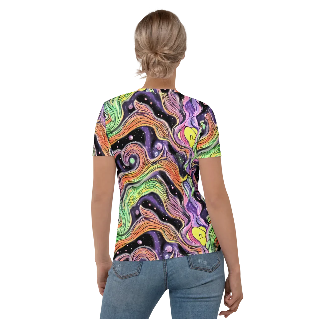 Cosmic Ribbon on Women's Crew Neck T-Shirt — Back
