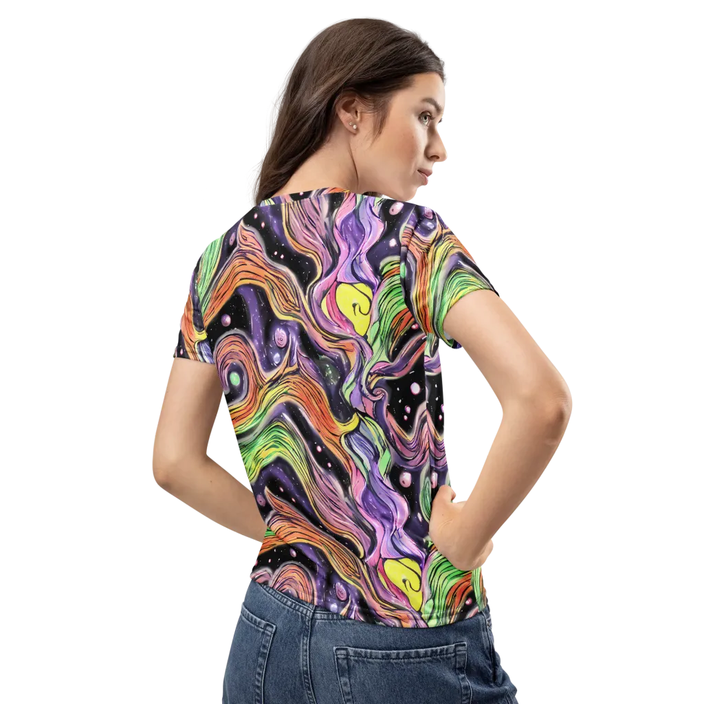 Cosmic Ribbon on Women's Crew Neck T-Shirt — Back