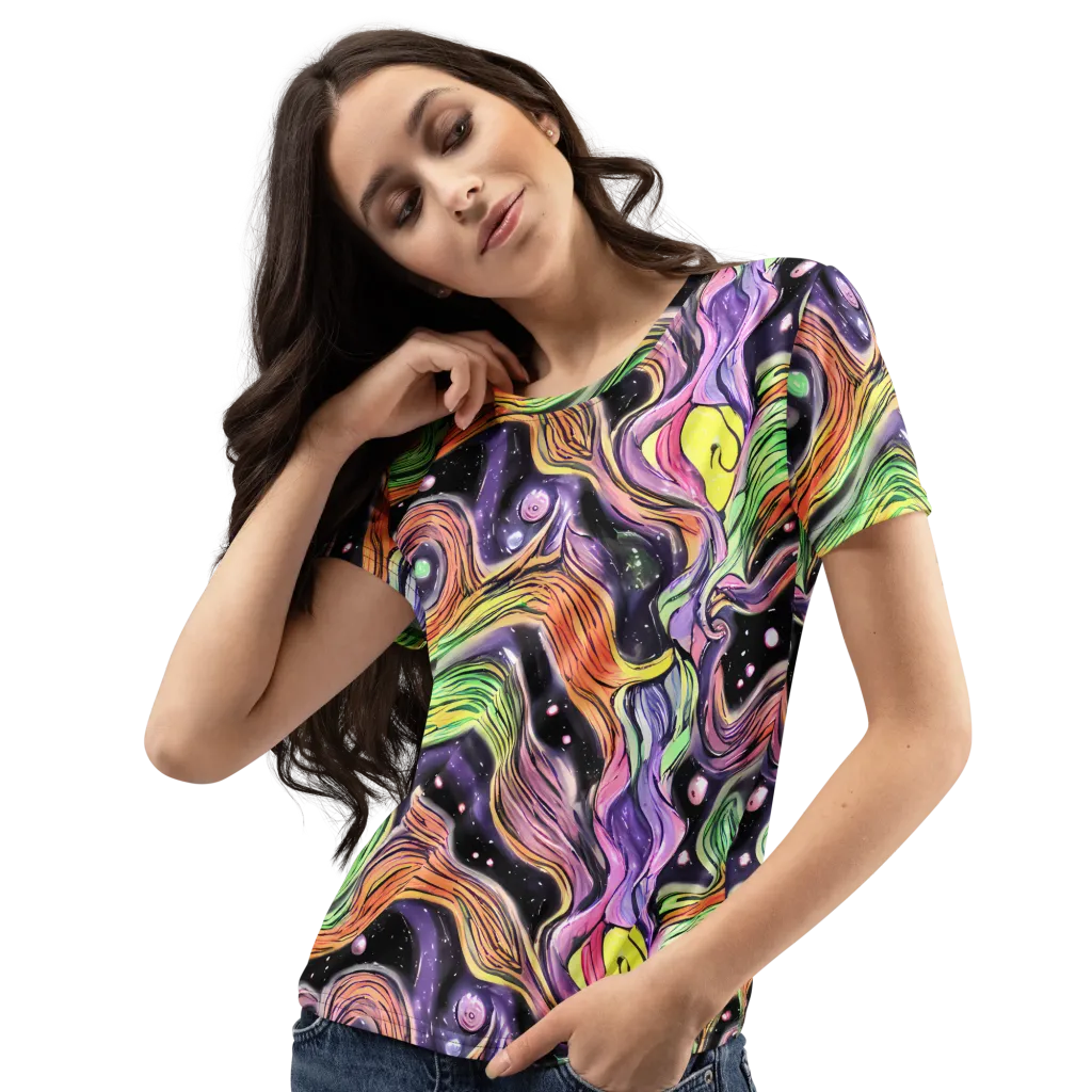 Cosmic Ribbon on Women's Crew Neck T-Shirt — Left Front