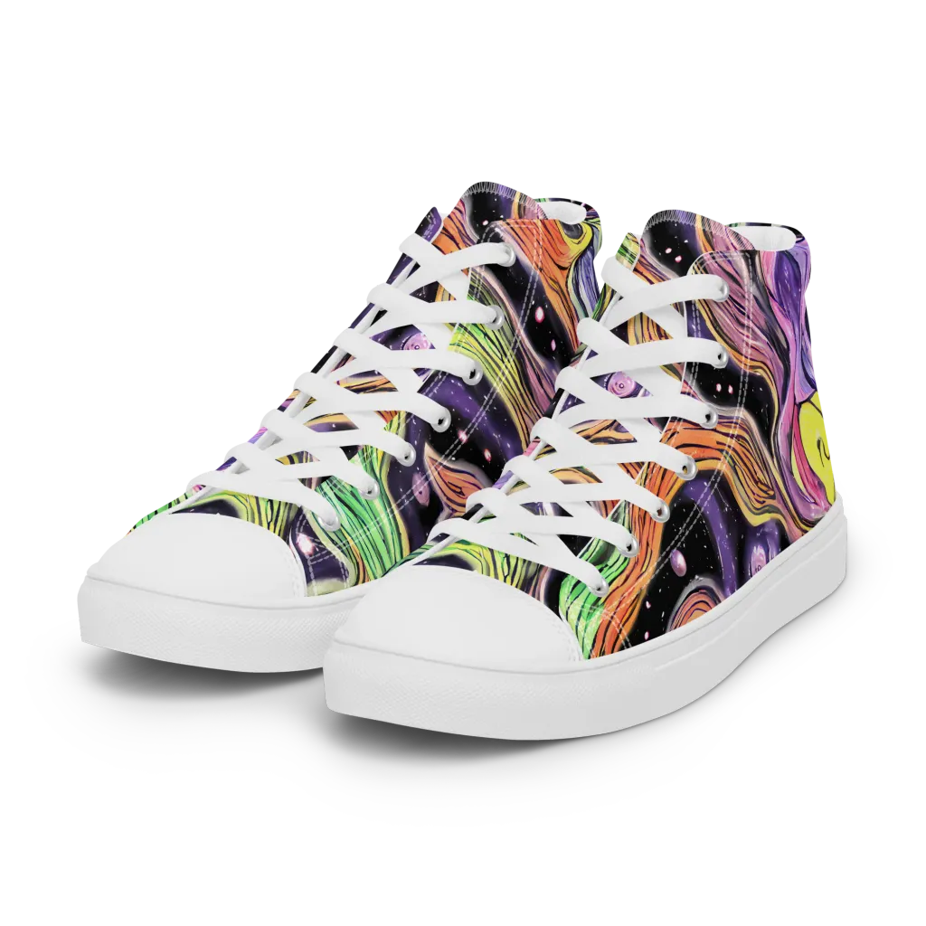 Cosmic Ribbon on Women's High Top Canvas Shoes — Left Front
